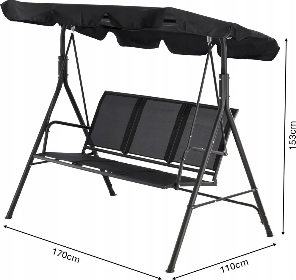 Garden Line ZÁHRADNÁ HOJDAČKA S TEXTILENE 170 x 110 x 153 cm ČIERNA