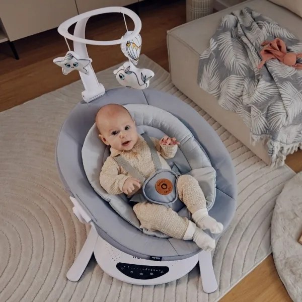 Lionelo - Detská hojdačka s melódiou BELLA Grey Concrete + diaľkové ovládanie