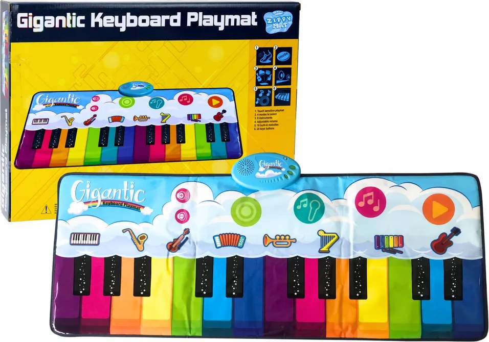 LEAN Toys Vzdelávacia tanečná podložka dúhové piano s nástrojmi 10 melódií