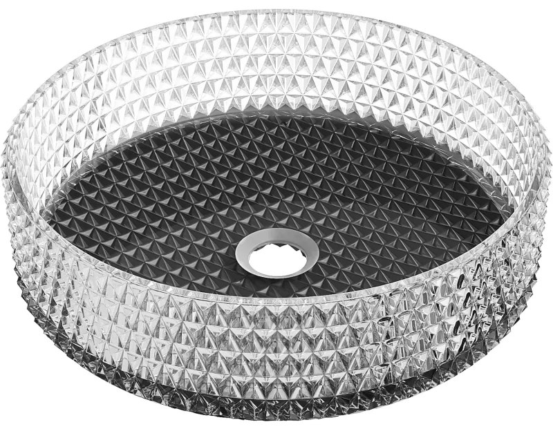 Mexen Aura, sklenené umývadlo na dosku 39 × 39 cm, číra / čierna, 24013971