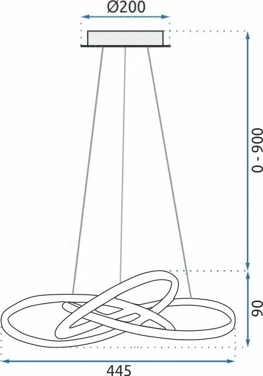 Toolight - LED závesné svietodlo prsteňové + diaľkové ovládanie APP389-CP, chróm, OSW-06905