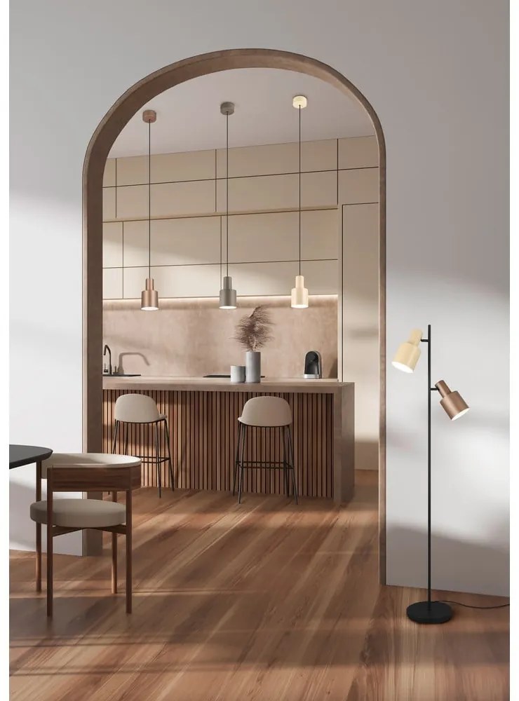 Tmavohnedé závesné svietidlo s kovovým tienidlom ø 12 cm Agudo – Trio