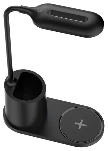 LED Stolná lampa LED/3W/5V s bezdrôtovým nabíjaním čierna