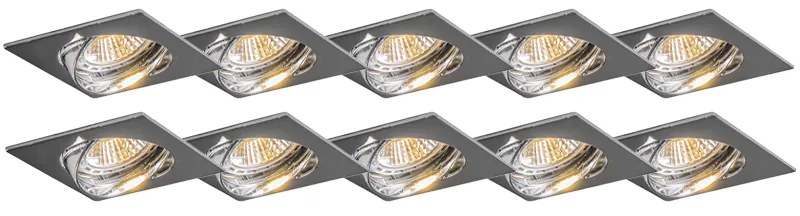 Moderné zapustené bodové svetlo chróm naklápateľné sada 10 - Edu