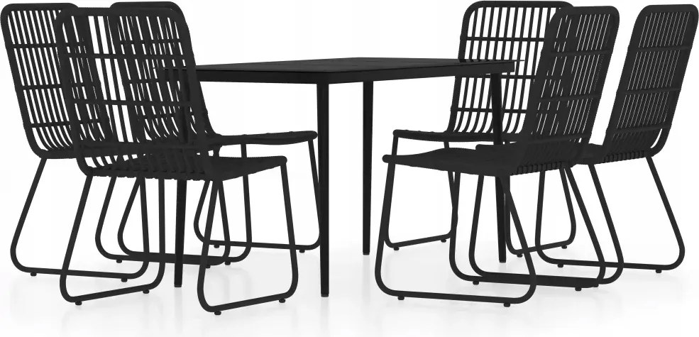 vidaXL 7-dielna sada záhradného nábytku, čierna