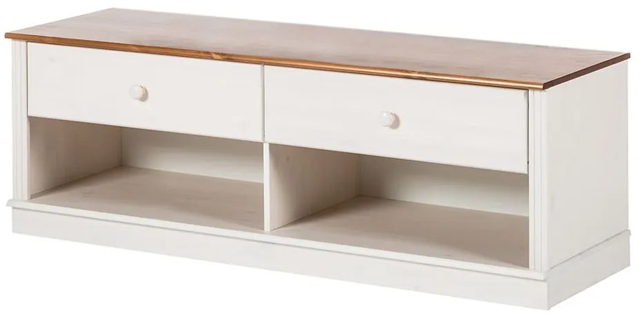 Biely TV stolík z borovicového dreva 137x47 cm Anita – Støraa