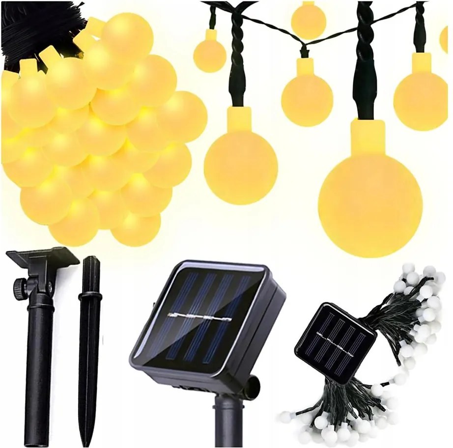 LED solárny dekoračný reťazec 50xLED/8 funkcií 500 mAh 9,5 m IP67 teplá biela