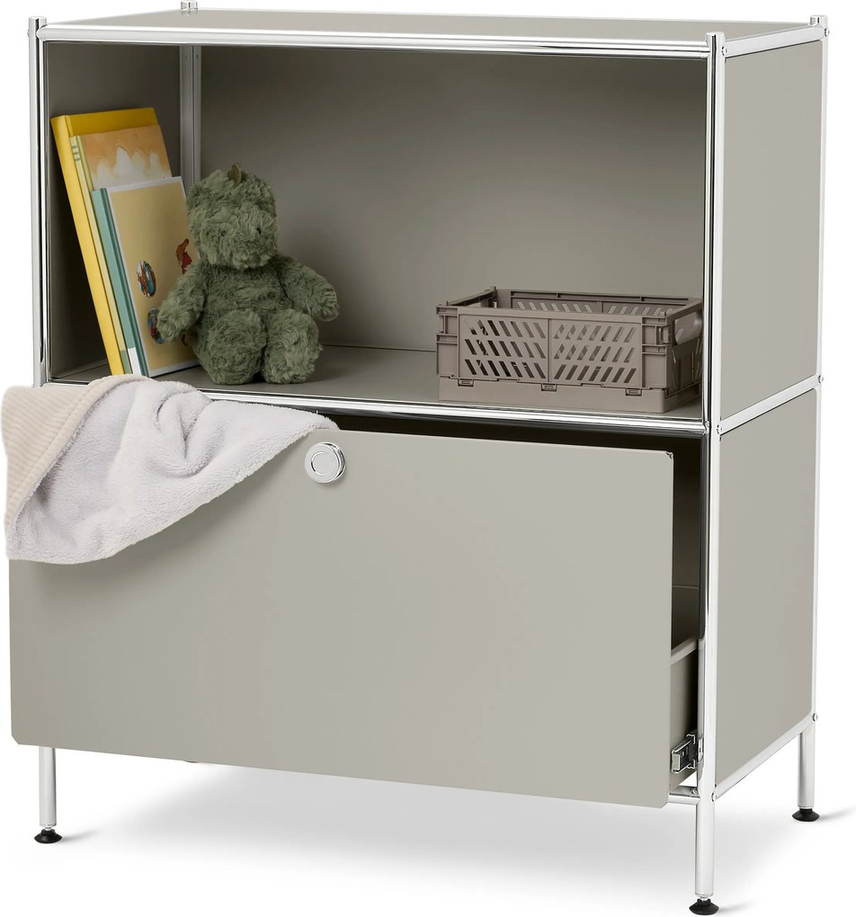 Kovová komoda »CN3 Kids« so zásuvkou, svetlosivý