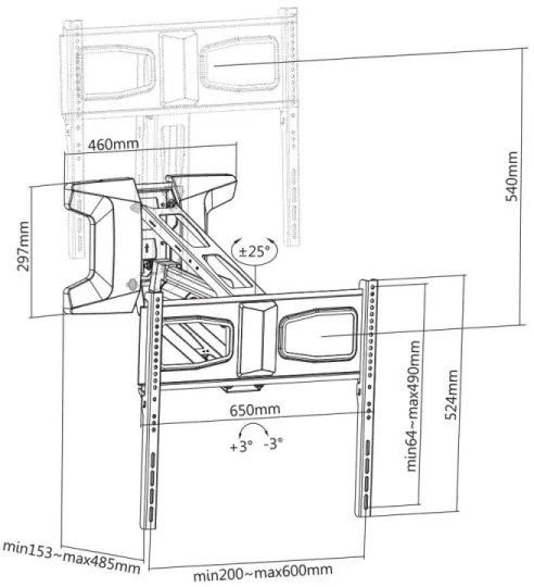 MK FLORIA MKF-21DM647-Nástenný držiak na TV s kĺbom 70" čierna +diaľkové ovládanie