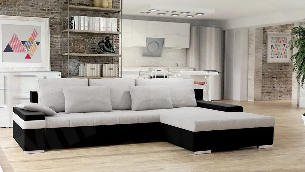 Rohová sedačka Kanton, Dostupné poťahy: ekokoža Soft 011 + Lawa 05, Strana: pravá