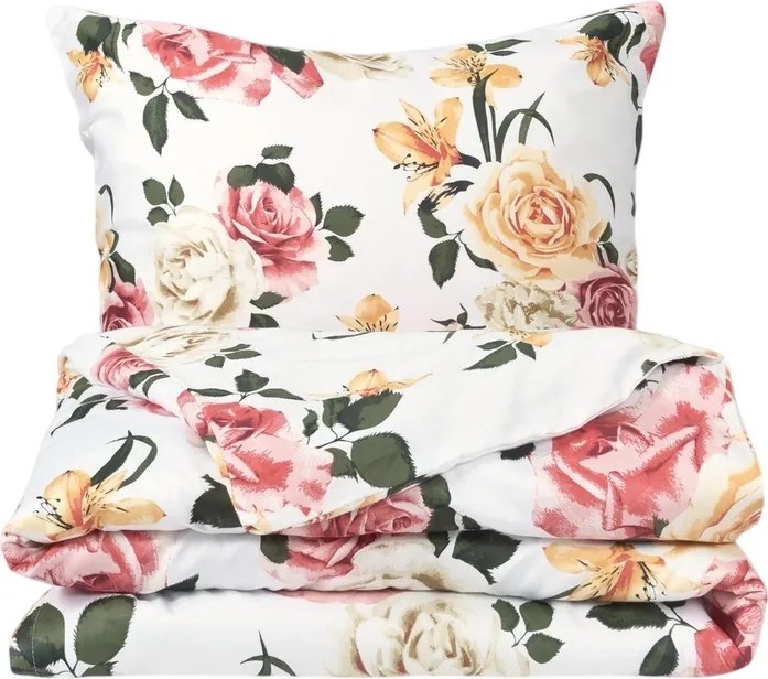 Matex Saténové obliečky Ruže s ľaliami, 140 x 200 cm, 70 x 90 cm