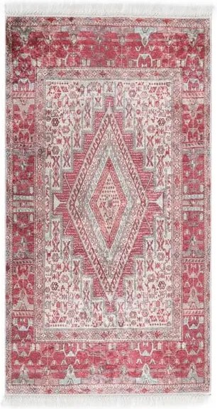 Zamatový koberec Deri Dijital Maluna Red, 80 × 150 cm