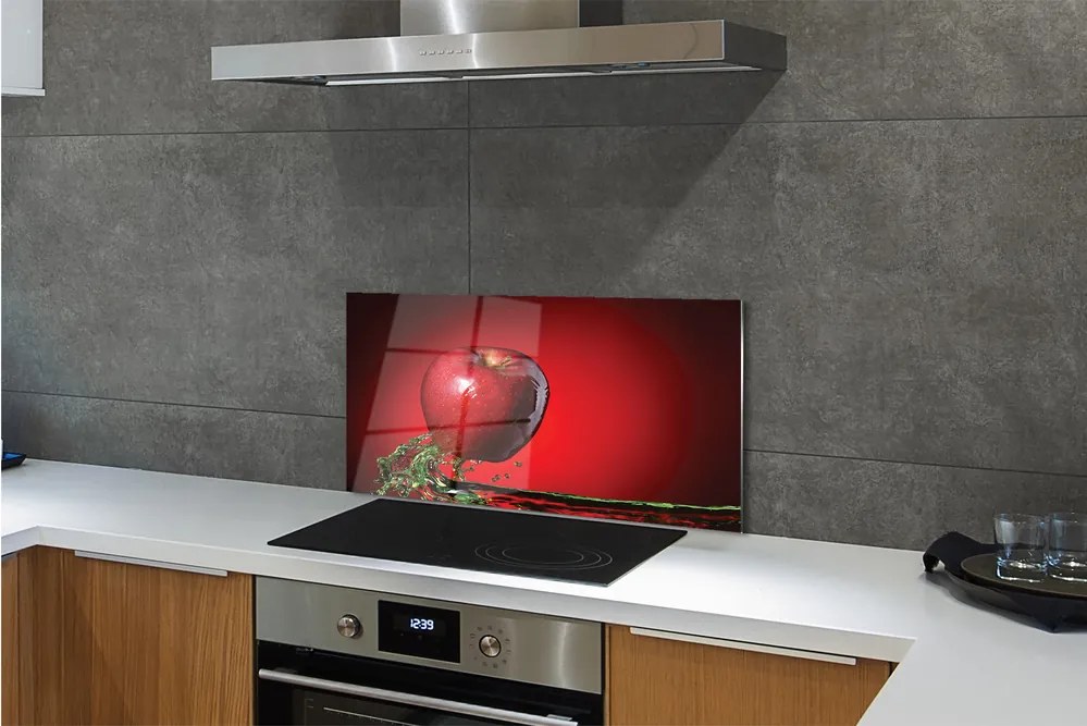Sklenený obklad do kuchyne jablko vo vode 125x50 cm