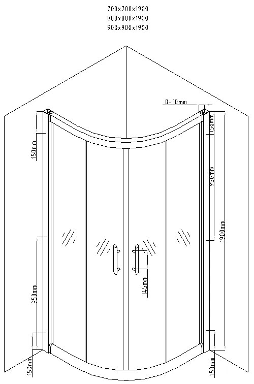 Mexen Rio, štvrťkruhový sprchovací kút s posuvnými dverami 70 x 70 cm, 5mm číre sklo, čierny profil + čierna sprchová vanička, 863-070-070-70-00-4170B