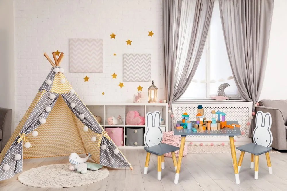 Stôl stôl +2 stoličky detský nábytok set zajac