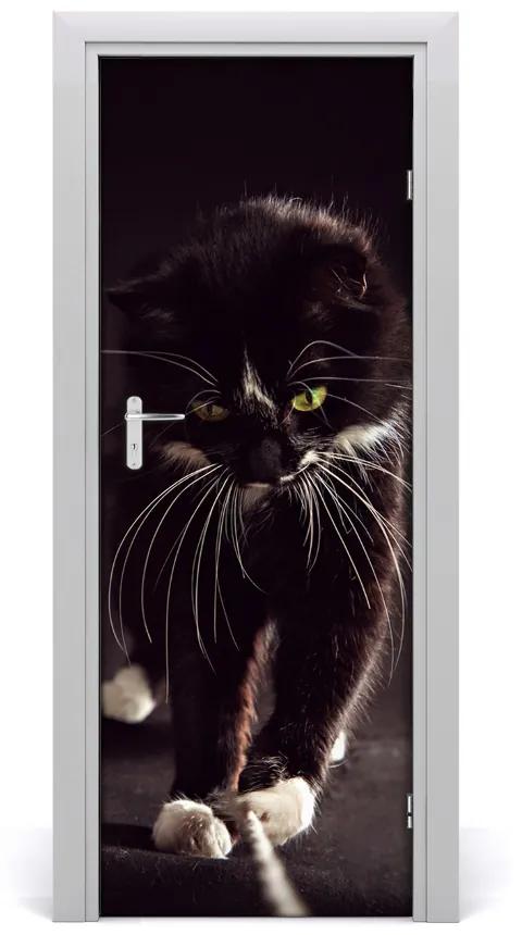 Samolepiace fototapety na dvere čierna mačka 75x205cm