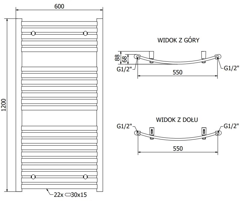 Mexen Helios, vykurovacie teleso 1200 x 600 mm, 664 W, biela, W103-1200-600-00-20