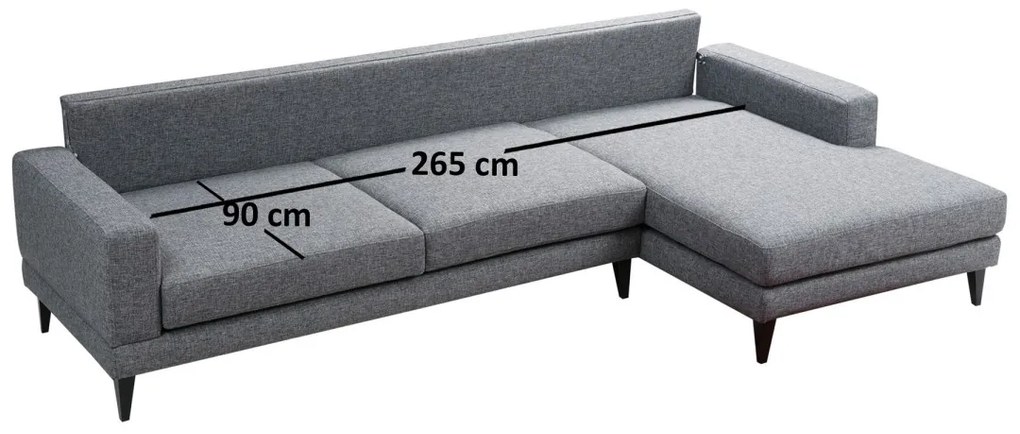 Rohová pohovka Nordica tmavá sivá pravá