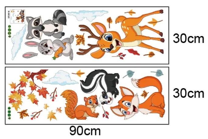 PIPPER | Samolepka na stenu "Lesné zvieratká 3" 180x160cm