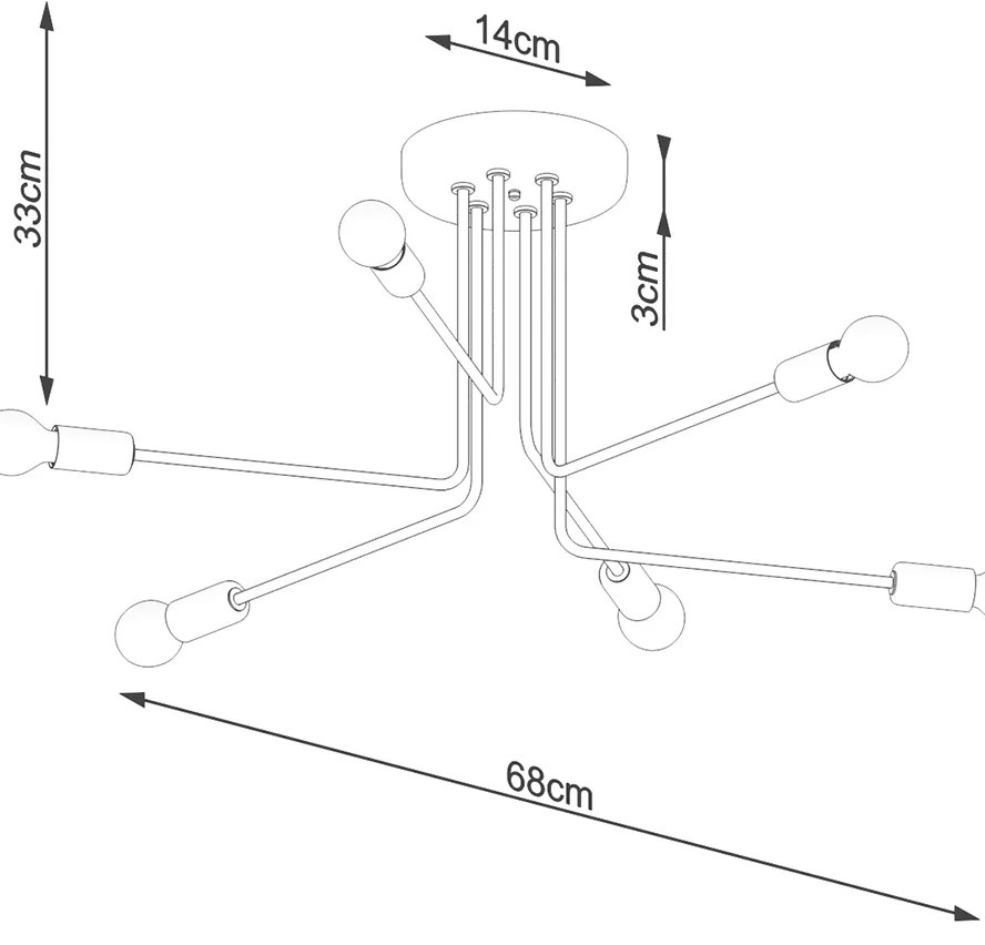 Stropné svietidlo Norah 6, čierne telo svietidla