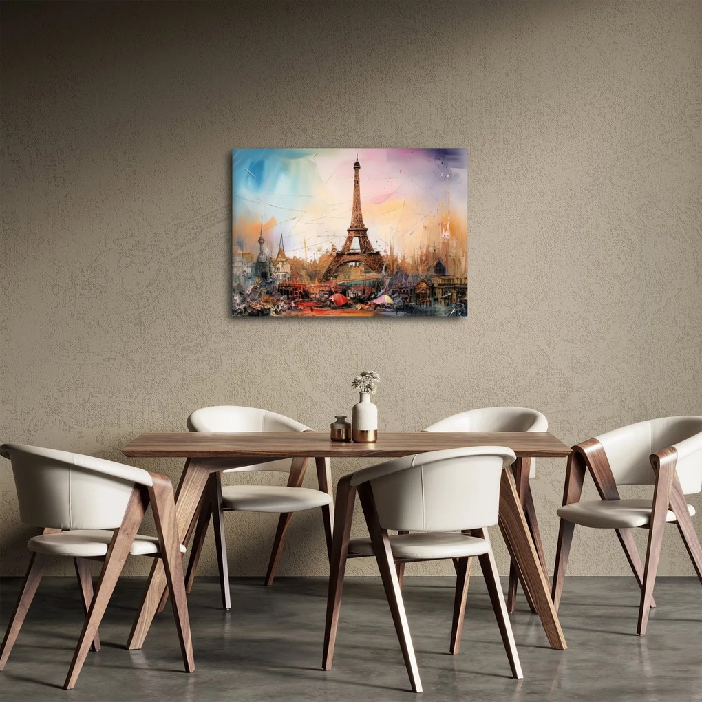 Obraz - Maľba Eiffelovej veže (70x50 cm)