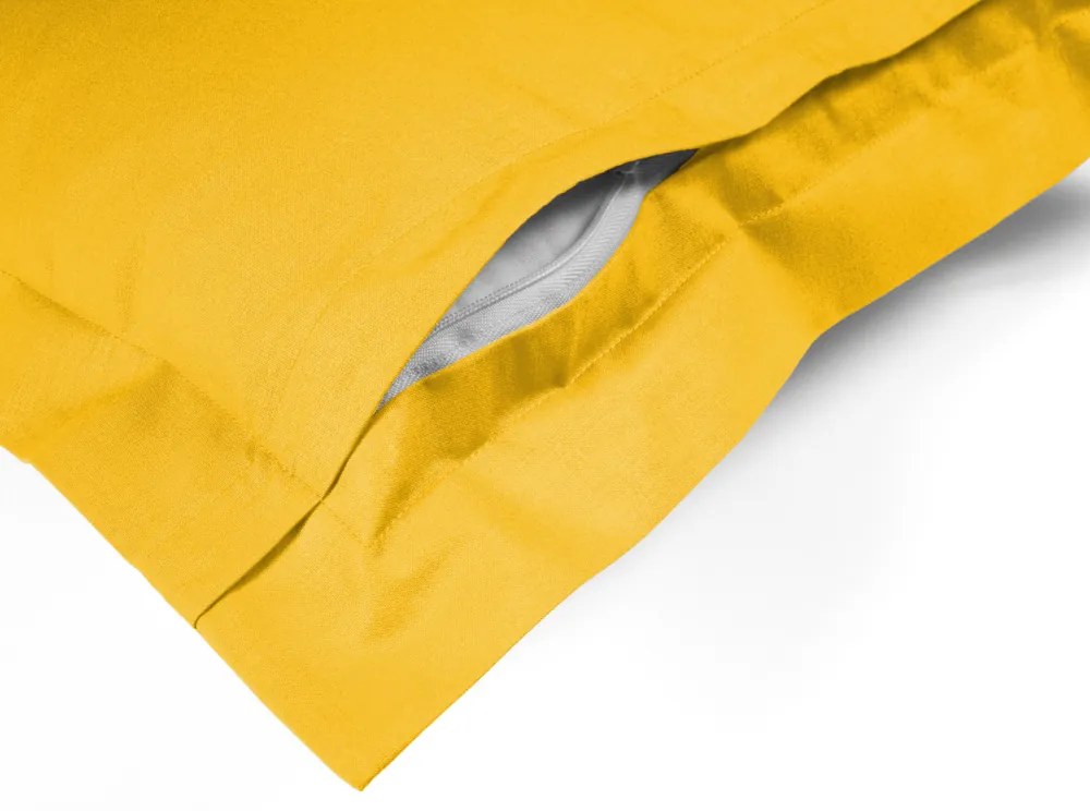 Biante Bavlnená obliečka na vankúš s lemom Moni MOD-501 Sýto žltá 45 x 45 cm