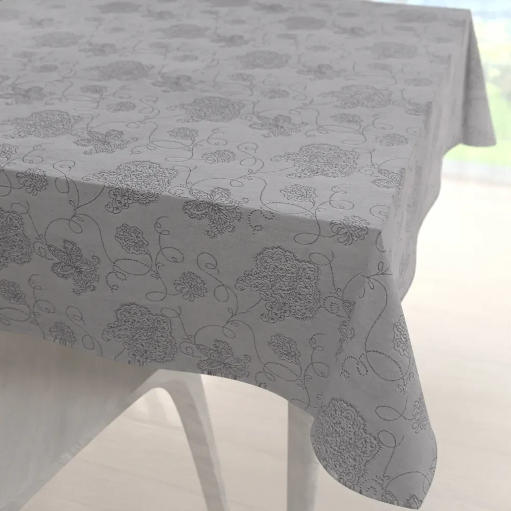 Biante Teflónový štvorcový obrus TF-083 Kvetované ornamenty na sivom 140x140 cm