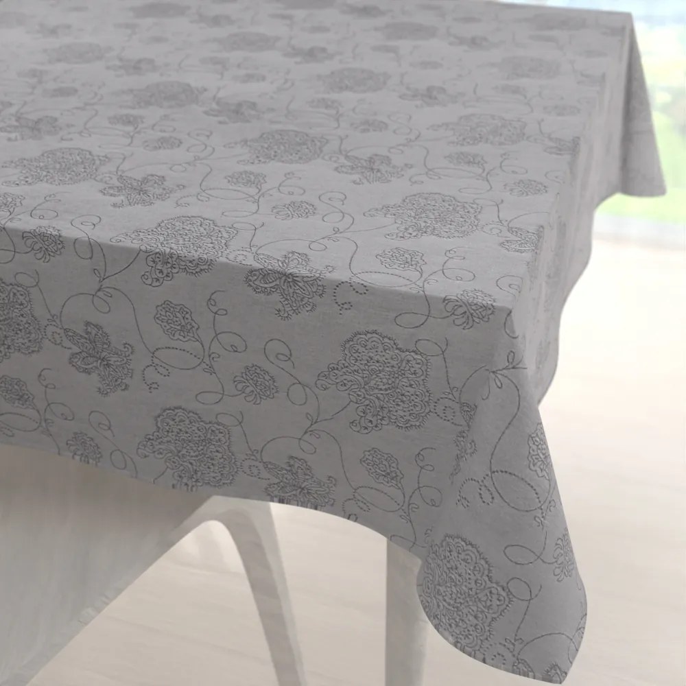 Biante Teflónový štvorcový obrus TF-083 Kvetované ornamenty na sivom 70x70 cm