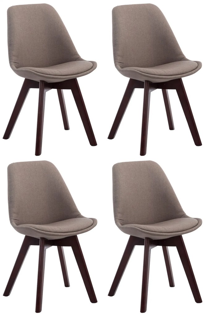 Stolička Borne V2 látka (SET 4 ks), drevené nohy orech - Sivo-hnedá (Taupe)