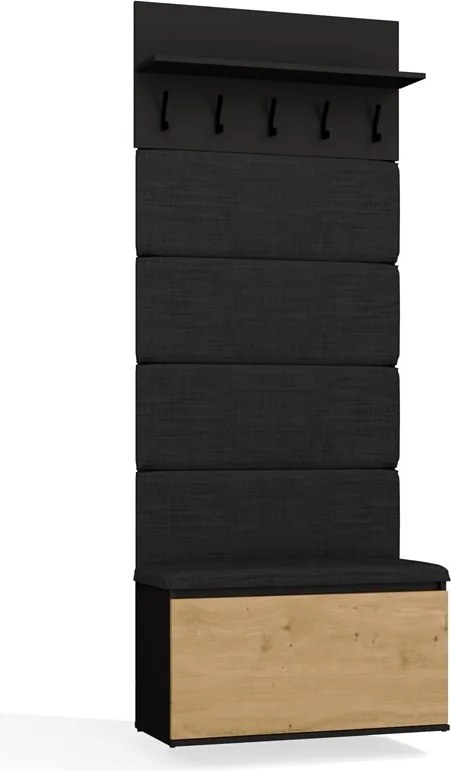 Předsíňová stěna Lior 80 cm černá/dub Artisan