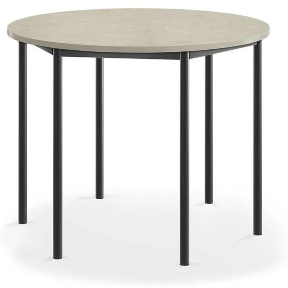 Stôl SONITUS, kruh, Ø1200x900 mm, linoleum - svetlošedá, antracit