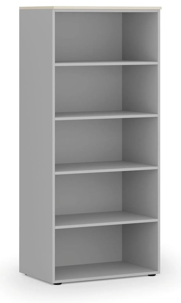 Kancelársky regál PRIMO GRAY, 800 x 500 x 1781 mm, sivá/breza