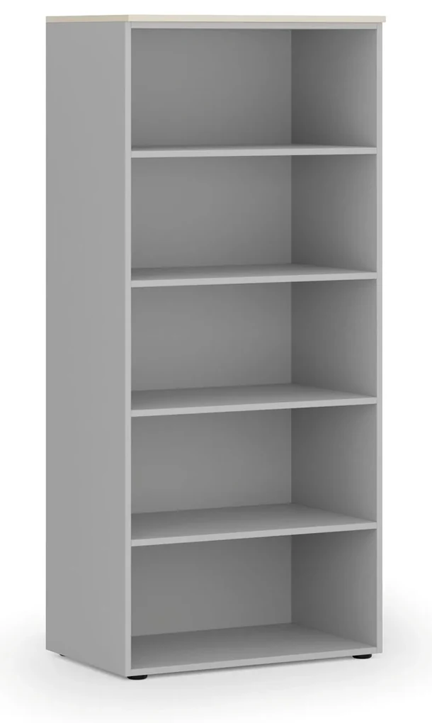 Kancelársky regál PRIMO GRAY, 800 x 500 x 1781 mm, sivá/breza
