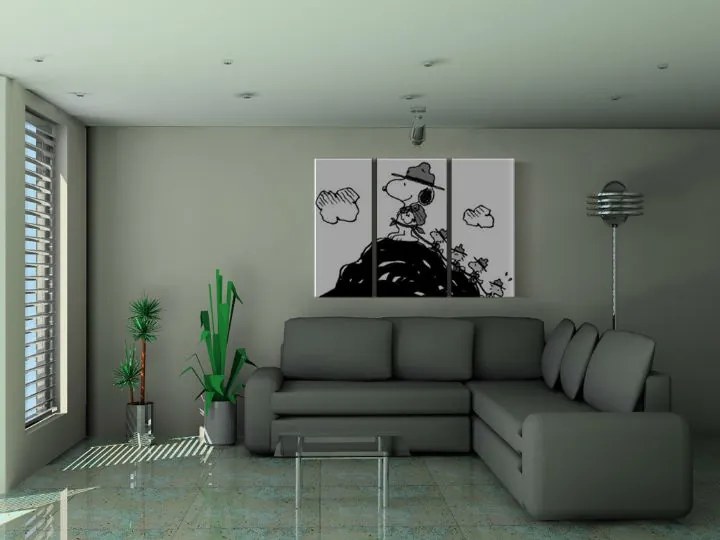 Ručne maľovaný POP Art obraz SNOOPY 3 dielny  snoopy2