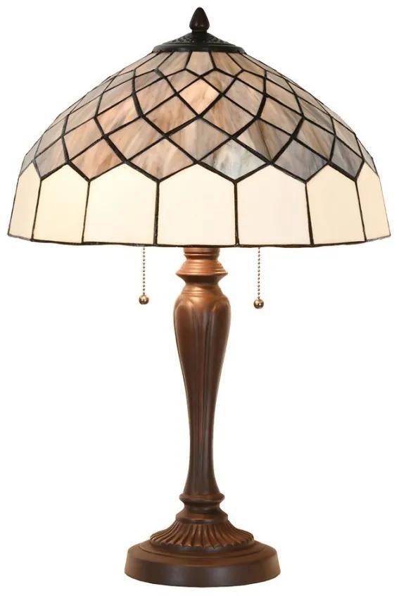 Béžova stolná lampa Tiffany Elegantico - Ø 40*58 cm E27/max 2x60W