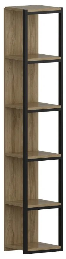 Knižnica Texaská dub v remeselnom štýle zlatá/čierna