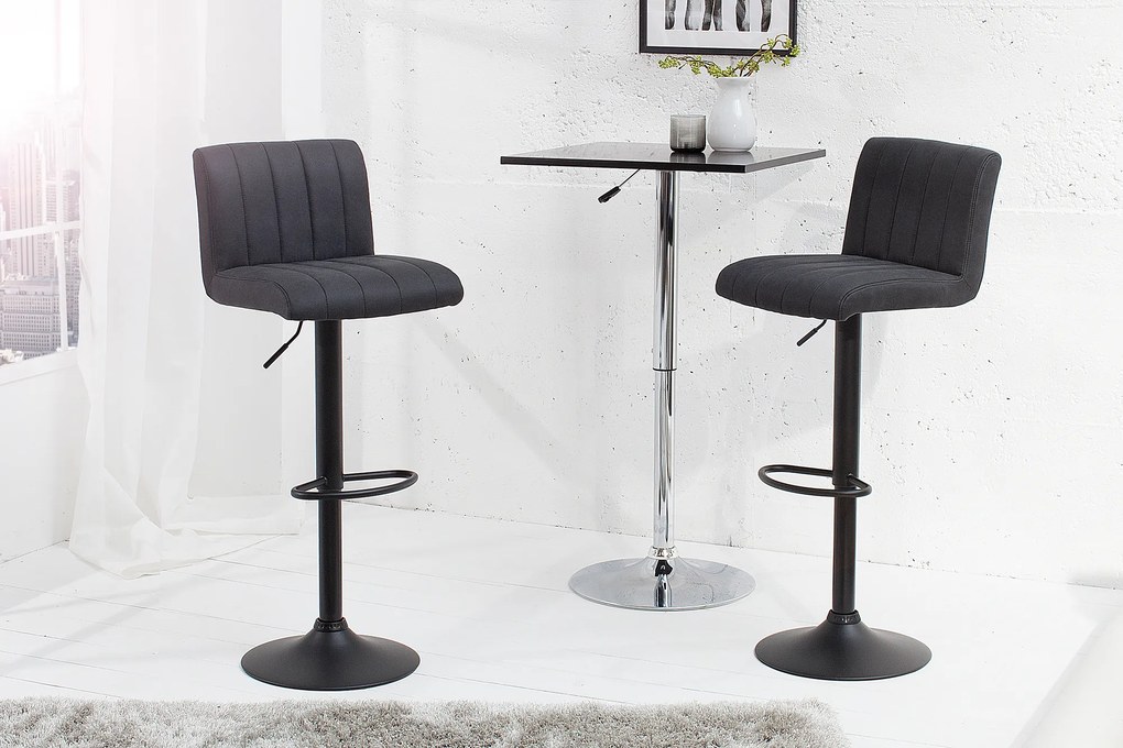 Bighome - Barová stolička PORTER - vintage sivá, čierna