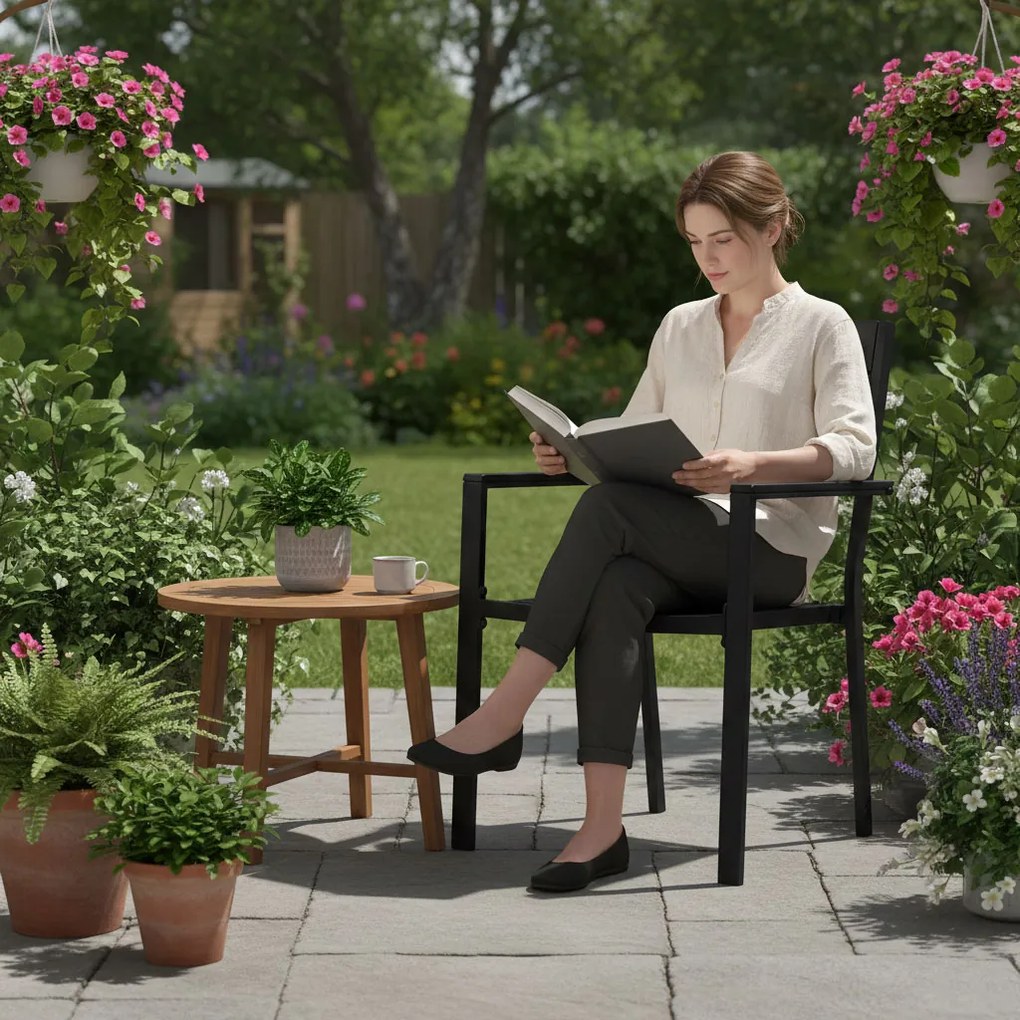 MultiGarden Sada 2 záhradných stoličiek HDPE oceľ - čierna MultiGarden