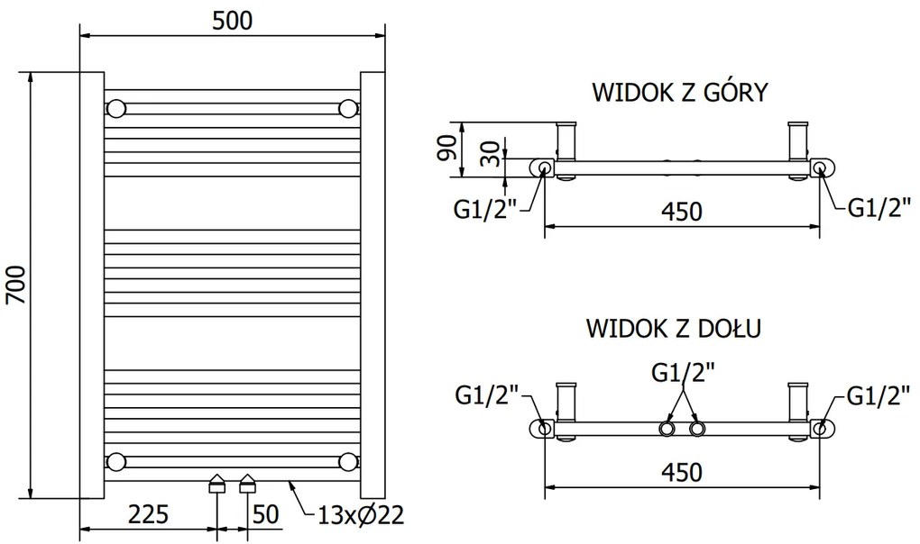 Mexen Mars, vykurovacie teleso 700x500 mm, 284 W, antracitová, W110-0700-500-00-66