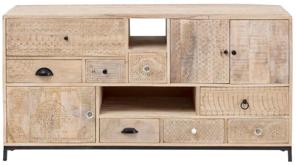 furniture-nabytek.cz - Masívna skrinka pod umývadlo Laos z mangoového dreva, lakovaná, prírodná farba – 146×50×76 cm