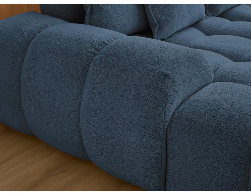 Tmavomodrá ženilková rozkladacia/s úložným priestorom rohová pohovka (pravý roh/do tvaru "U") Everest – Bobochic Paris