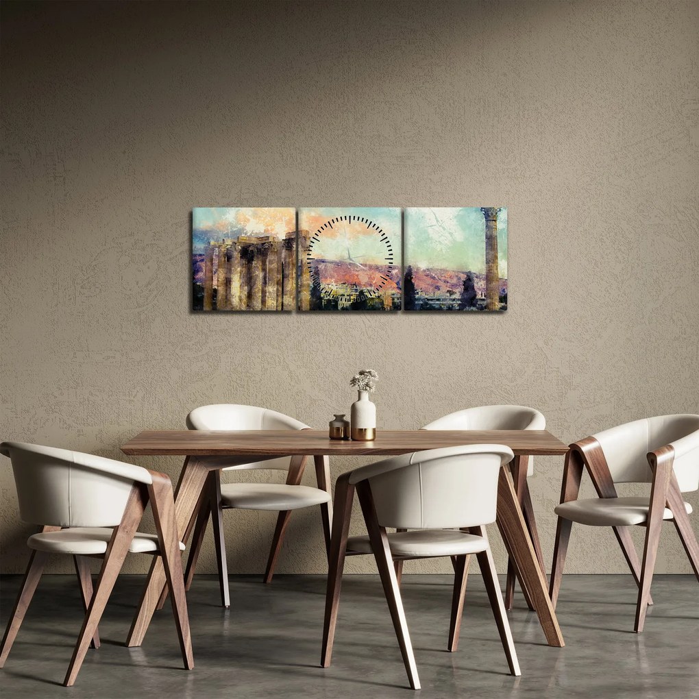 Obraz - Akropolis, Atény, Grécko (s hodinami) (90x30 cm)