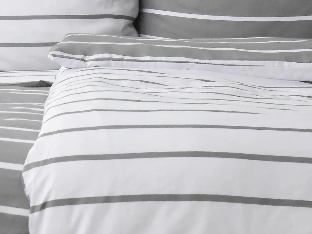 XPOSE® Bavlnené obliečky KLAUDIE DUO na dve postele - sivé/biele