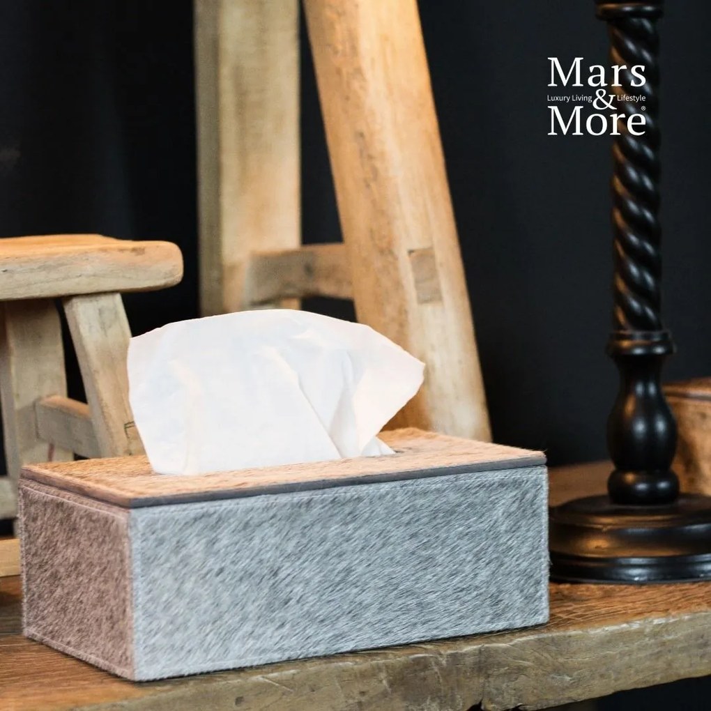 Kožený zásobník na papierové vreckovky šedý - 25 * 14 * 9 cm