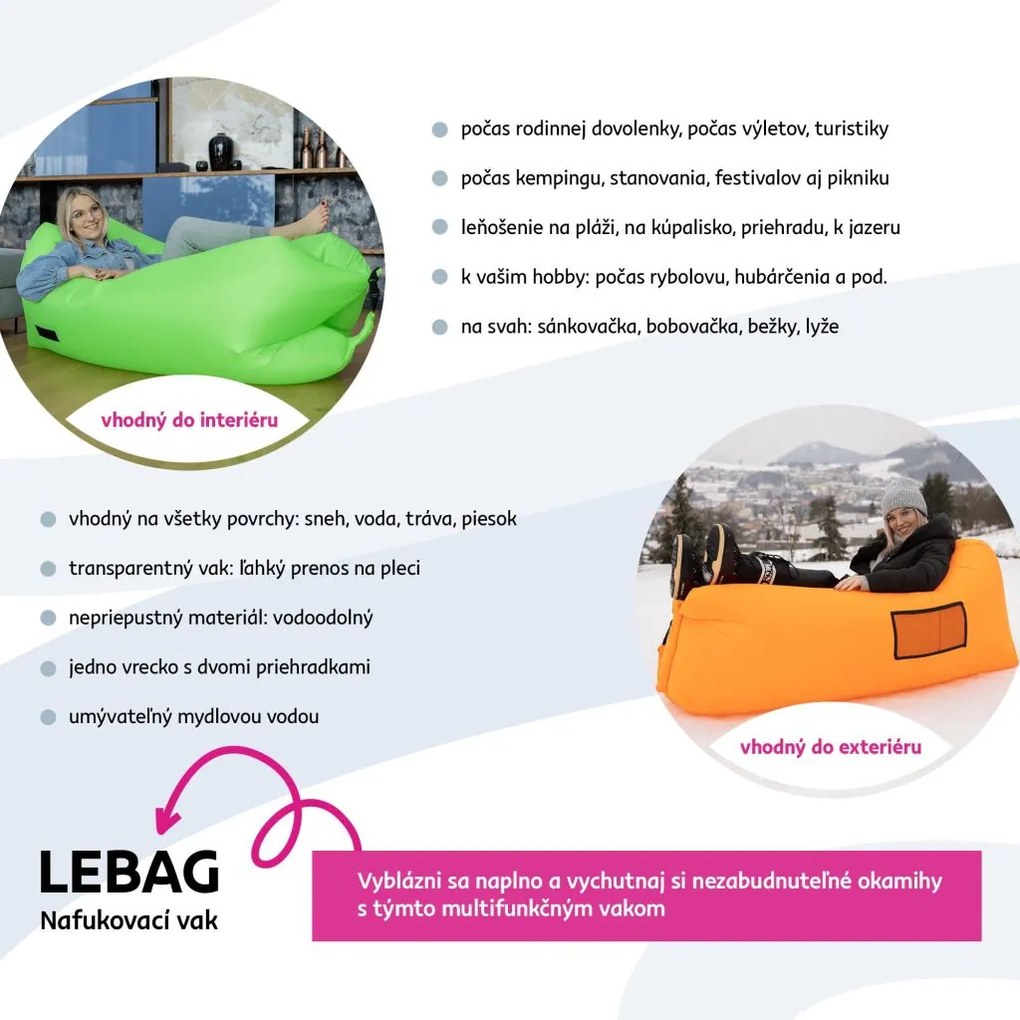 Tempo Kondela Nafukovací sedací vak/lazy bag, oranžová, LEBAG