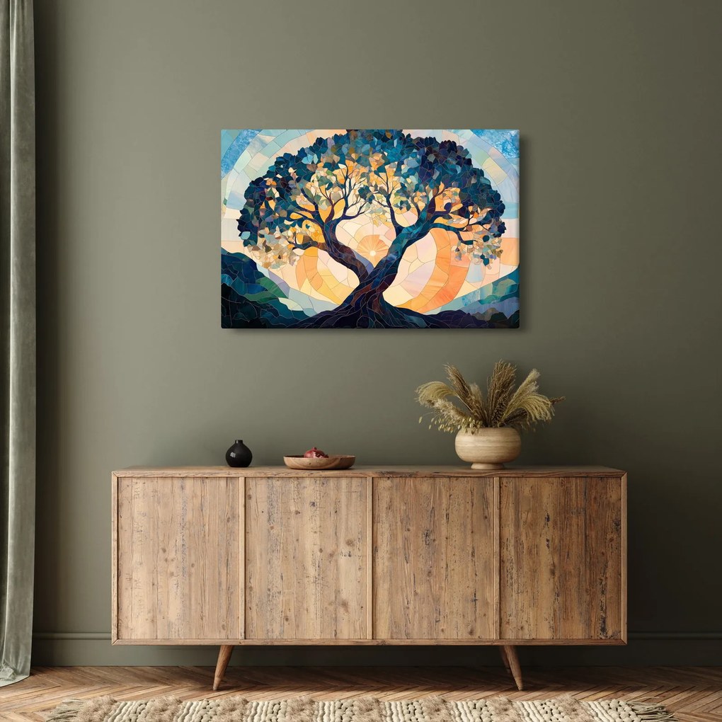 Obraz – Mozaika – slnko a strom II. (90x60 cm)