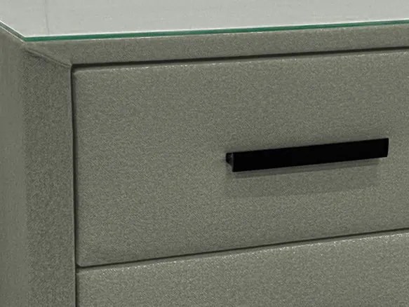 Nočný stolík s 2 zásuvkami Joy, olivovo zelená látka