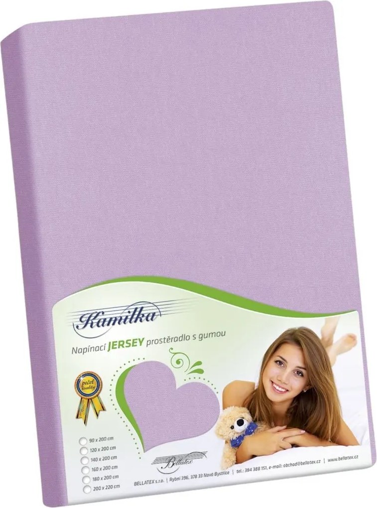 Bellatex jersey prestieradlo Kamilka fialová, 90 x 200 cm