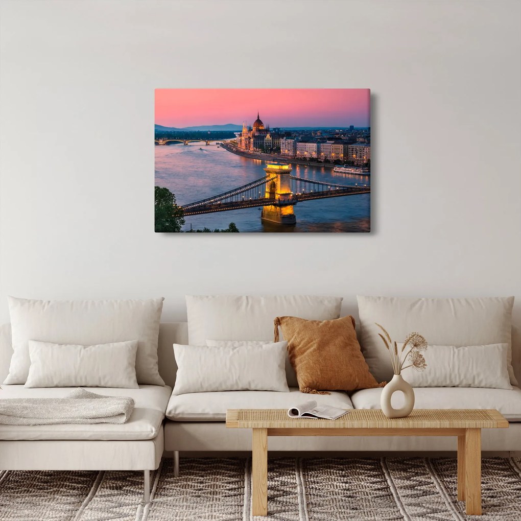 Obraz - Panorama mesta, Budapešť, Maďarsko (90x60 cm)