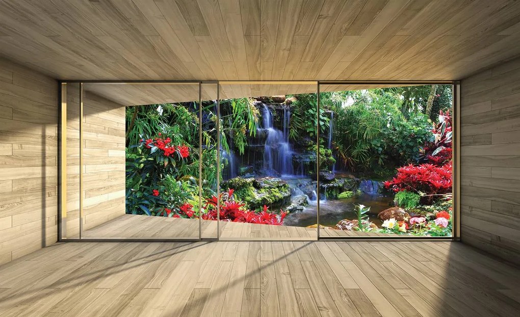 Fototapeta - Farebný pohľad na terasu - džungľa (152,5x104 cm)